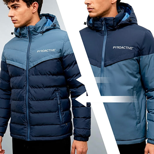 Men’s Reversible Winter Jacket 2-in-1 Waterproof Windproof Coat
